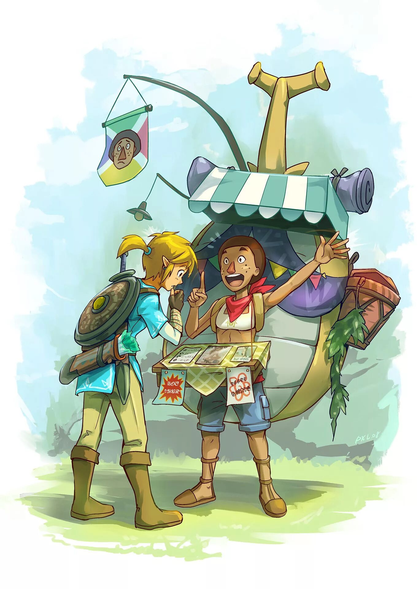 Zelda русский язык. Королевство Зельды. Зельда и линк торговец. The Legend of Zelda торговец BOTW. Торговец из Зельды Моршу.