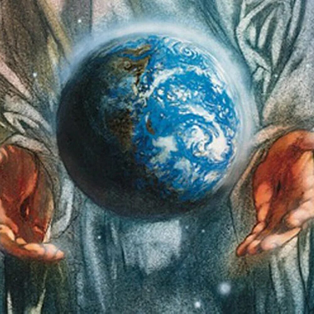 бог держит мир. планета в руках. планета людей. творение земли. космос в руках.