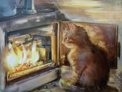 Спящий кот на печке