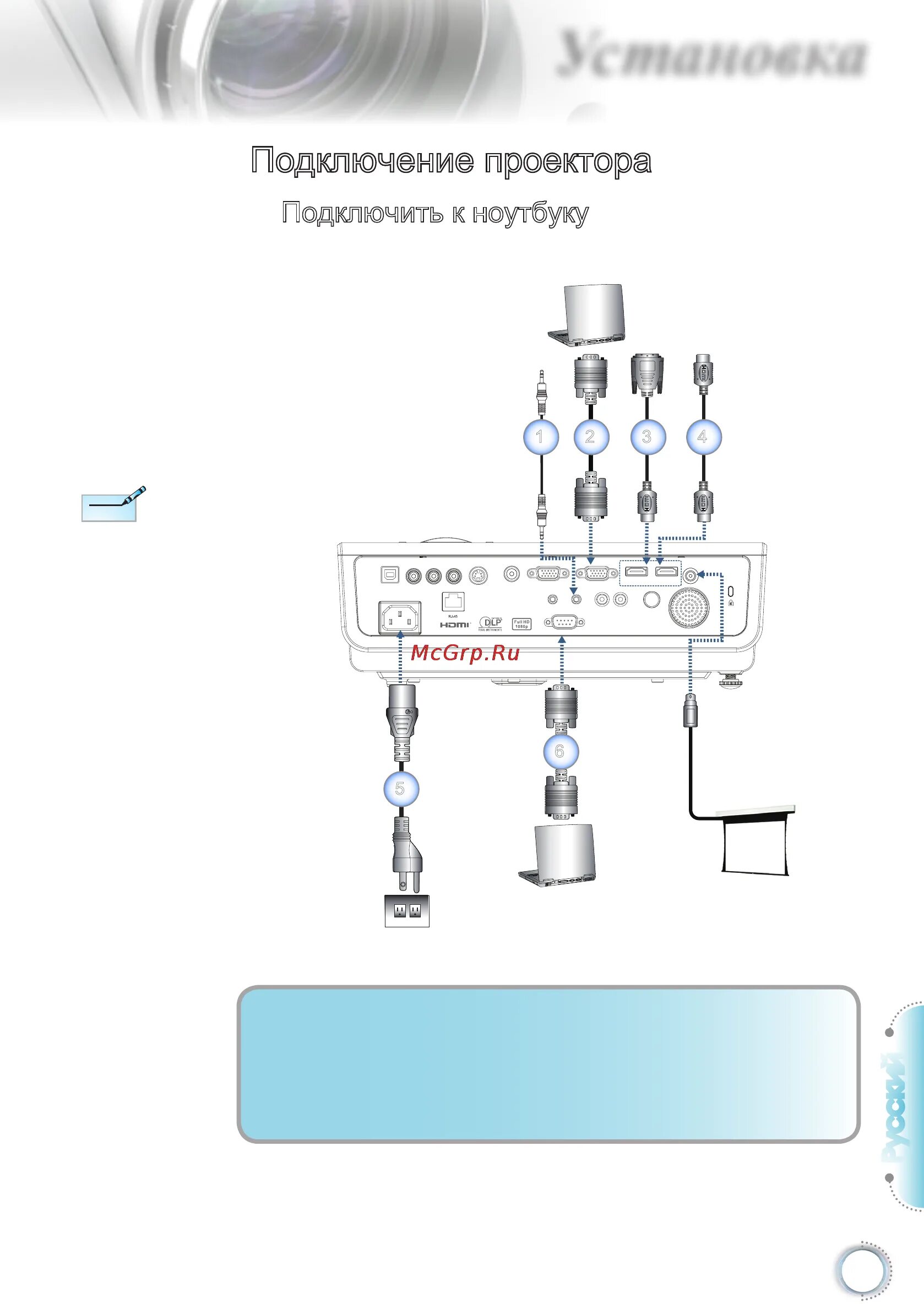 Optoma EH2060 11/57 Установка