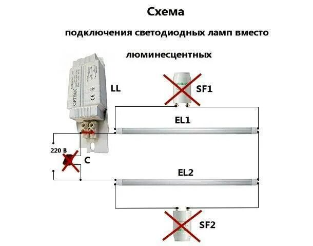 Схема включения светодиодной лампы в светильники дневного света. Схема соединения светодиодных ламп g13. Схема подключения люминесцентной лампы прямого включения. Схема подключения светодиодной лампы с цоколем g13. Подключить светодиодную лампу 220