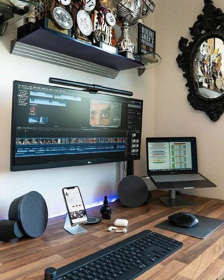 Дизайн офиса. Set up home. Чистый стол. Set up home. Роскошный офис для программиста.