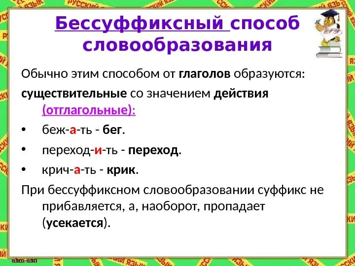 Бессуффиксный способ образования существительных. Бессуффиксный способ словообразования. Безаффиксный способ словообразования. Безаффиксные способы словообразования.