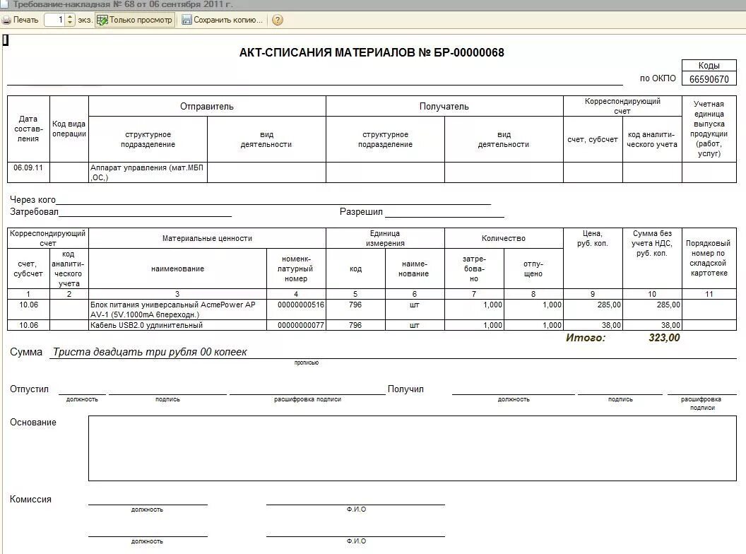 Форма накладной на списание. Форма списания материалов с-2. Форма акт на списание материалов требования накладная. Акт на списание материалов в 1с 8.3 печатная форма. Организация списания материалов