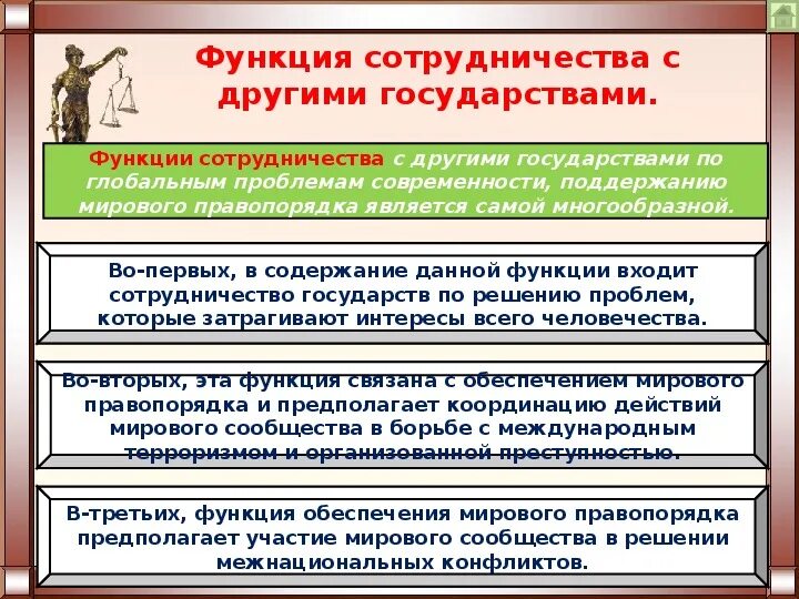 Функция сотрудничества с другими странами