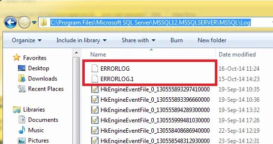 Log folder. ERRORLOG.