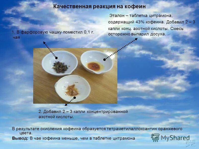 • опыты с кофеином:. определение кофеина в чае. опыт качественная реакция на кофеин. определение кофеина в чае. опыты обнаружение кофеина.