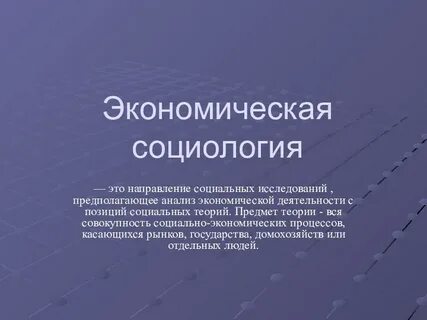 Социологический экономическая теория