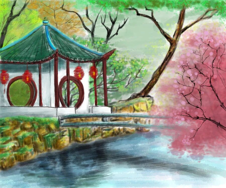 японский пейзаж изо. изображаем японский сад 4 класс изо. скетч сад камней япония. японский сад детские рисунки. пейзаж рисунок.