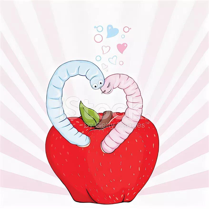 Любовь червей. Червячок любви. Яблоко червивое.