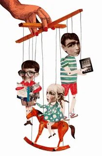Little puppets sitting on a wall