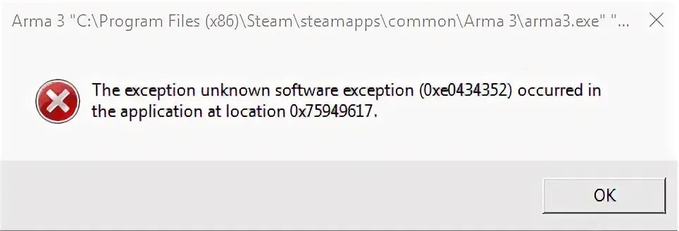 Исключение неизвестное программное исключение 0xe0434352 в приложении. 0xe0434352.
