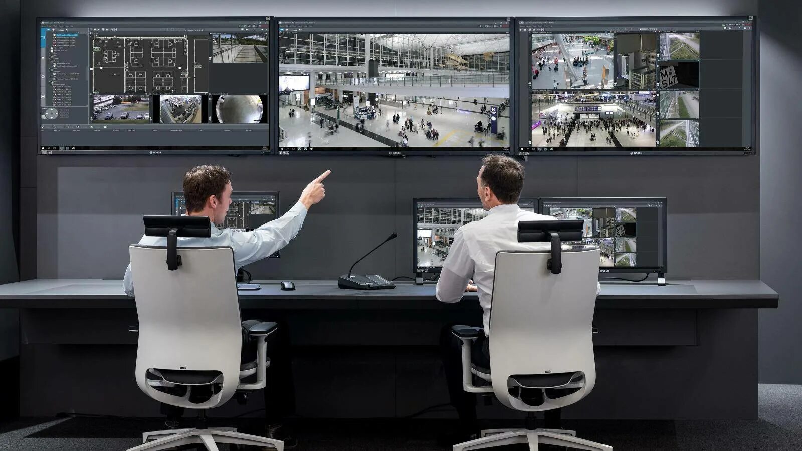 System monitoring software. Bosch security systems. bosch mbv-mplu. пульт оператора видеонаблюдения. видеонаблюдение в аэропорту.