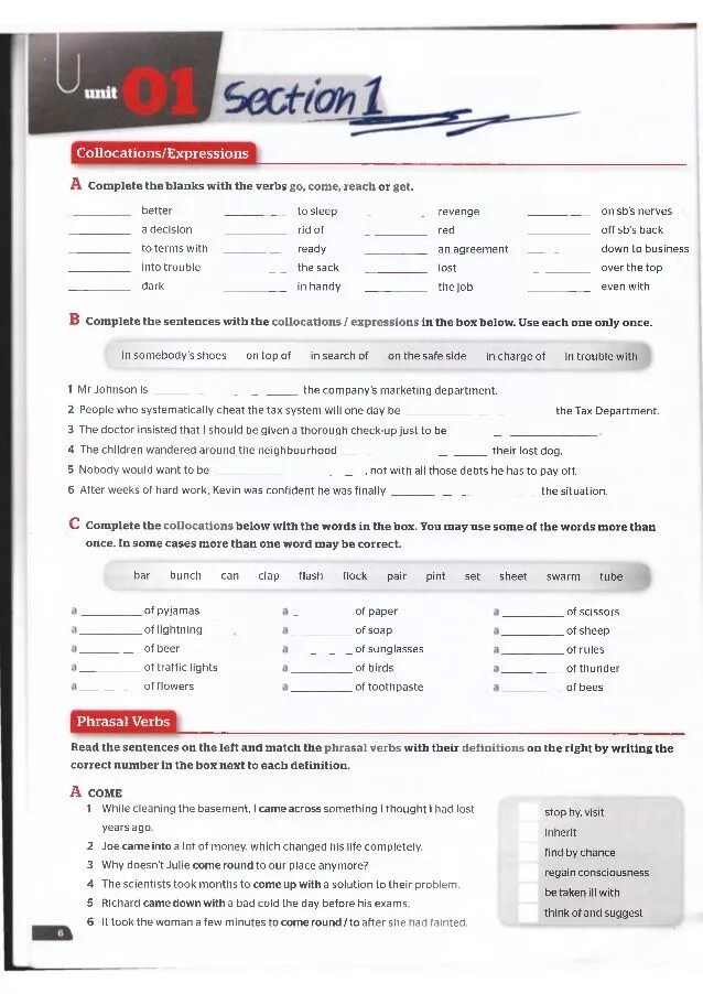 Unit 1 section 1. Unit 01 Section 1 collocations/expressions ответы. Complete the blanks with the verbs go come reach. Unit 1. Use of English b2 for all Exams ответы.