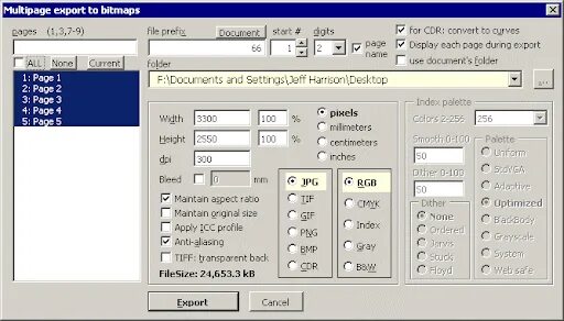 Export pages