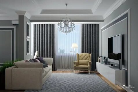 Фото интерьера гостиной в серых тонах