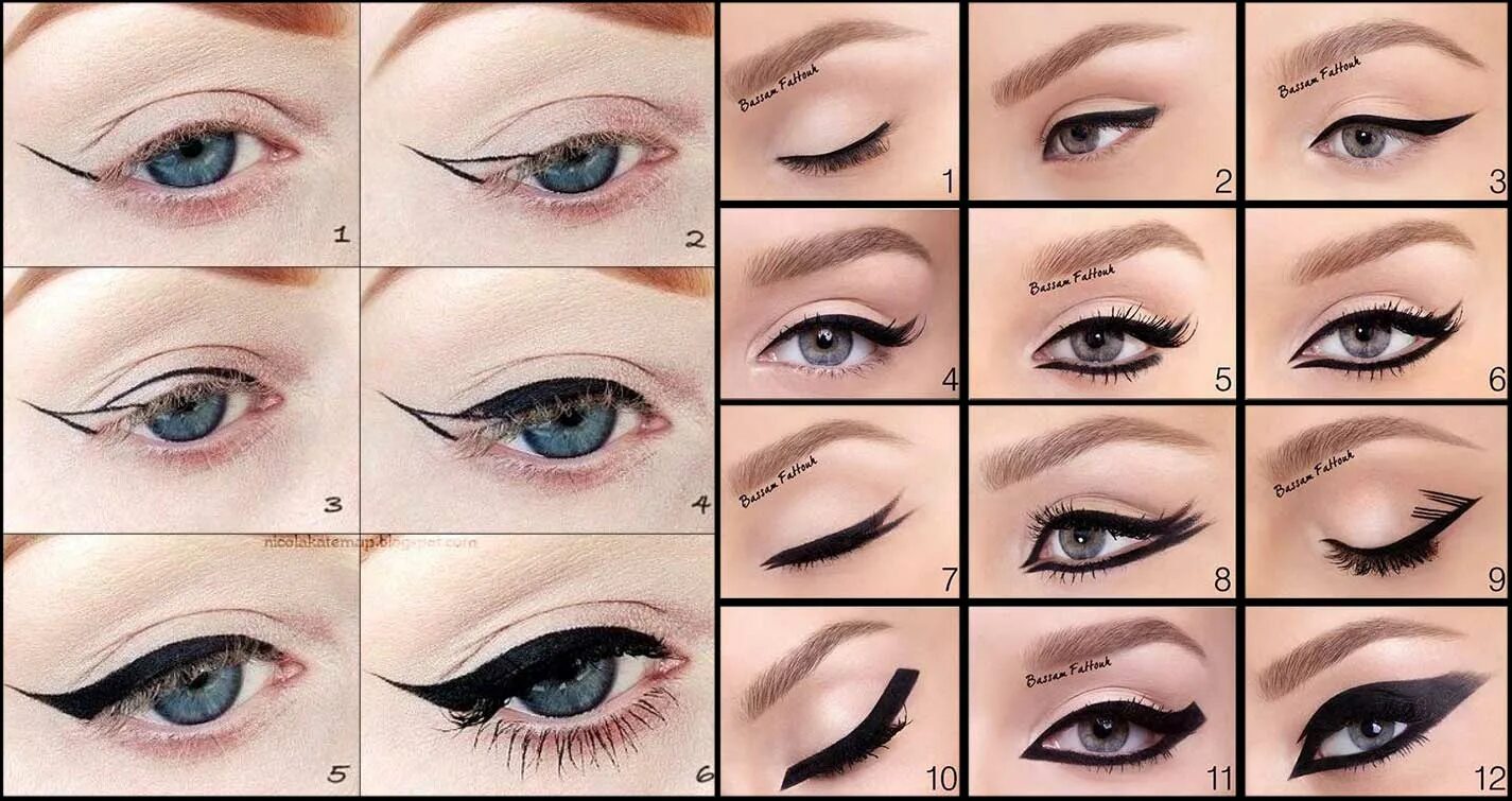 Формы стрелок для глаз. Формы стрелок для глаз. Виды стрелок. Виды стрелок для глаз. Айлайнер стрелки.