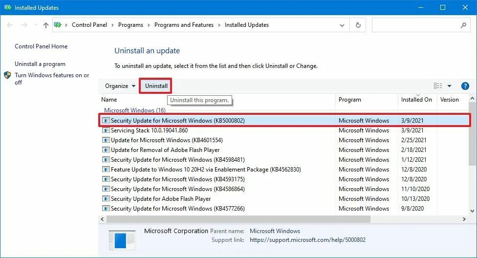 Window update link. Удалить обновления windows 10. is:security_update_removed.