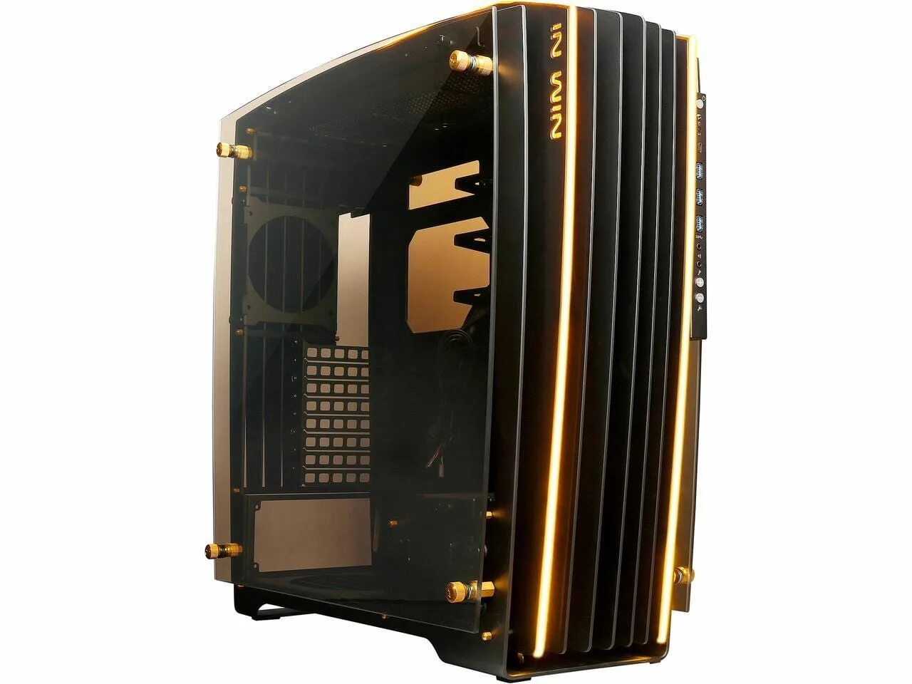 Компьютер gold. Компьютерный корпус in win h-frame 2.0 1065w Black/Orange. Корпус INWIN Full Tower. INWIN PC Case. INWIN корпуса Full Tower 2011.