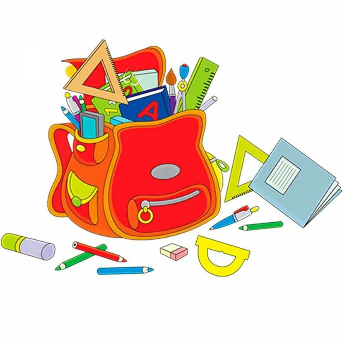 Школьные вещи. Школьные принадлежности. Собери портфель. Собери портфель. Яркое детское творчество.