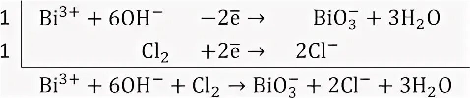 Висмут в щелочной среде. Уравнение из bi+3 в bi+5.