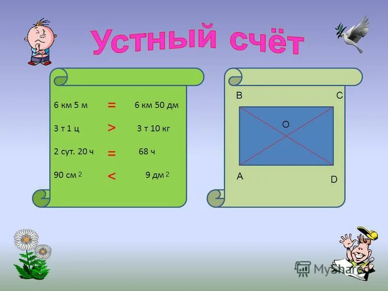 1 сут 5 ч ч. 5м 50дм. 6км5м и 6км50дм 3т1ц. 6км 5м. 5 М 50 дм = м.