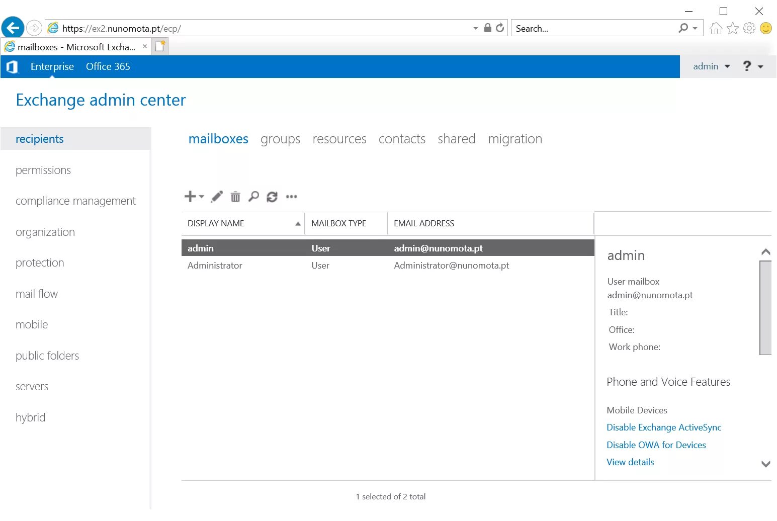 Microsoft Exchange Server 2019. Exchange admin Center. Exchange 2016. Интерфейс Exchange 2019.