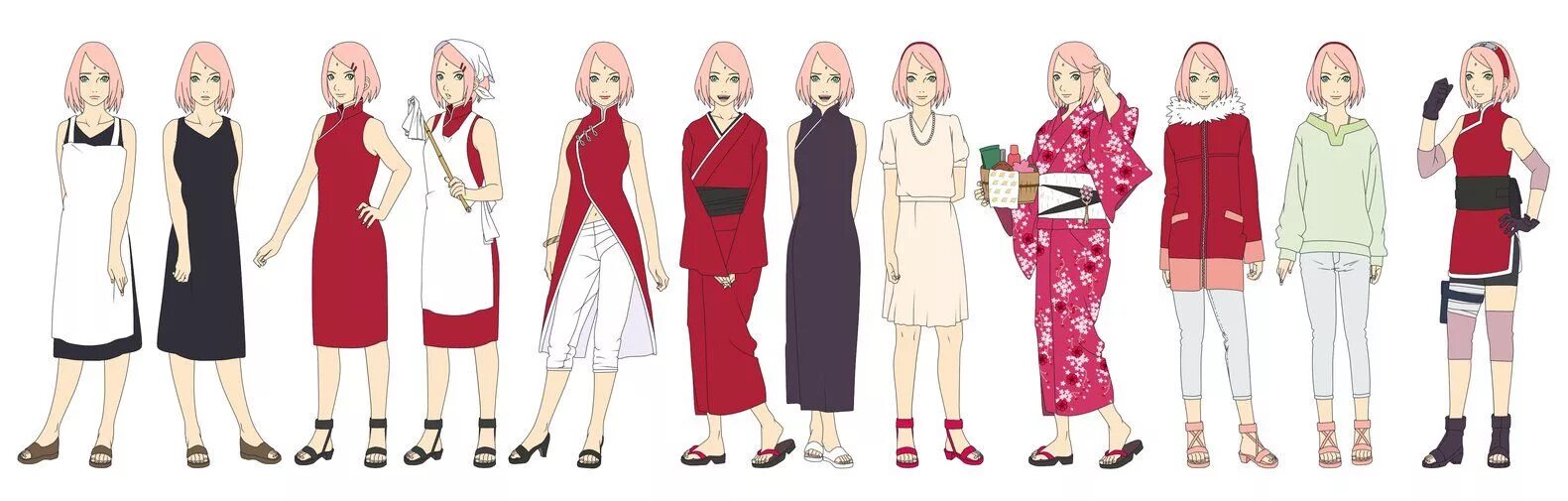 Одежда сакуры. Сакура Харуно Эволюция одежды. Сакура Харуно в разных нарядах. Сакура Харуно в полный рост Боруто. Сакура Харуно Наряды.