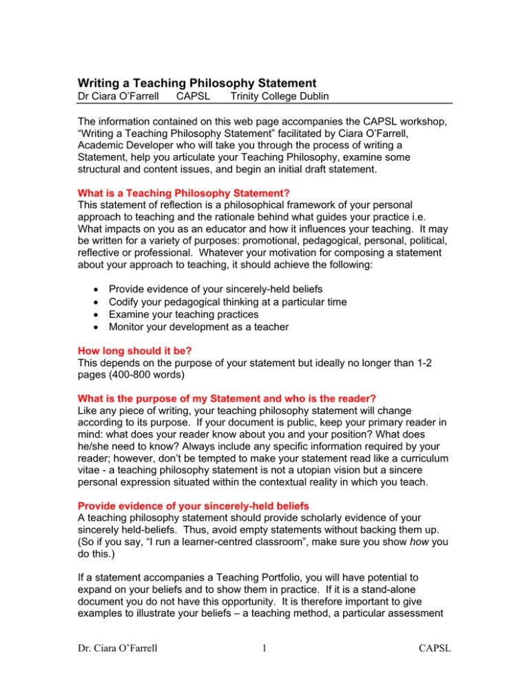 Teaching statement. Teaching statement example. personal statement for teachers. teaching statement sample.