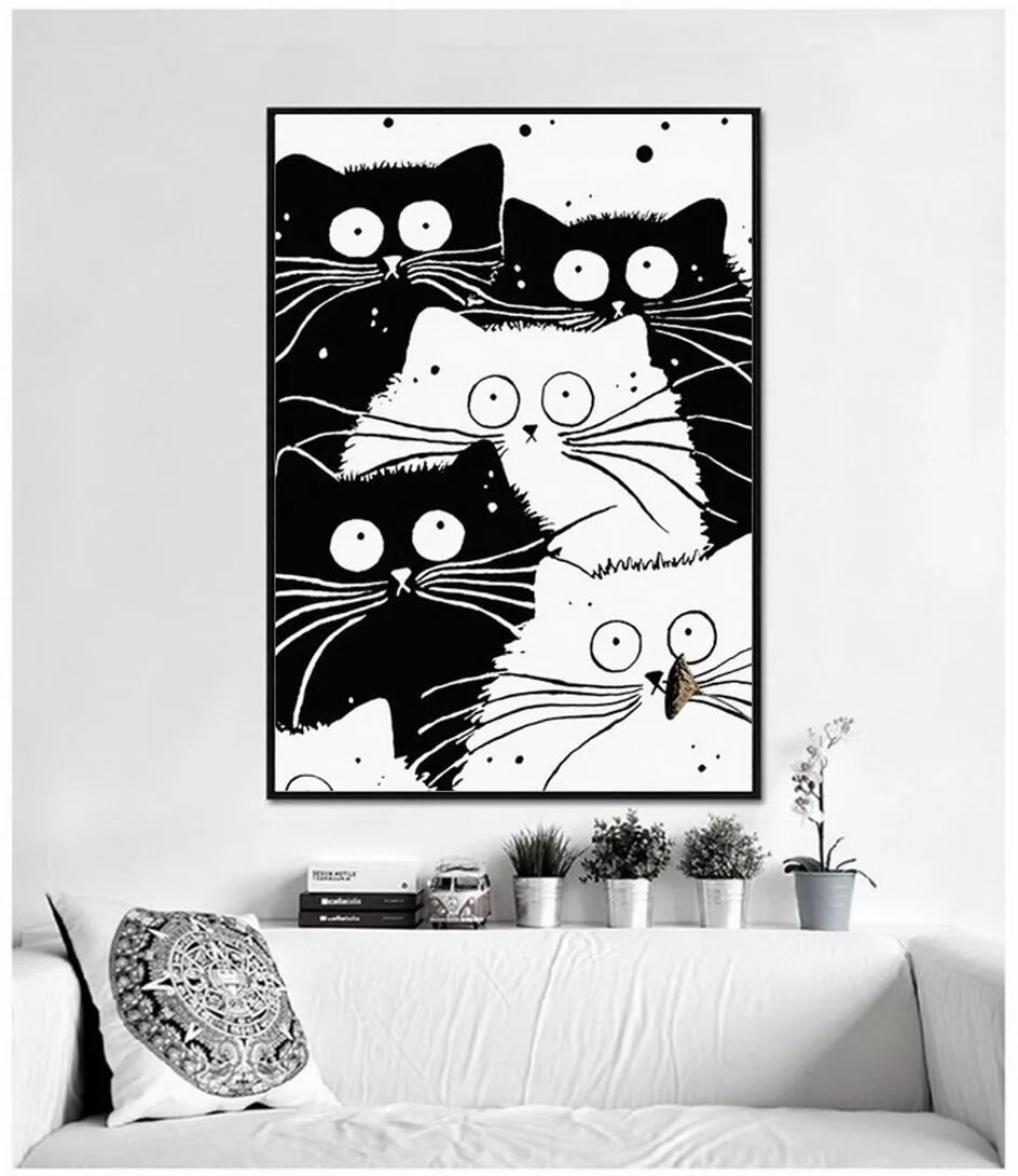 Картина на стену кот. Постеры кошки для интерьера. Интерьерные наклейки коты. Картина кот в очках. Котик в интерьере.