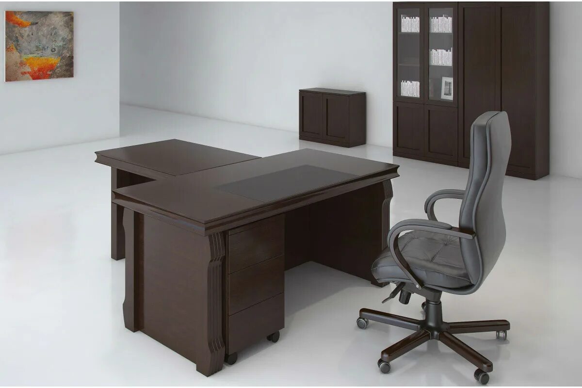 Офис с мебелью венге. Руководителя венге. Blackwood орех - стол письменный 180. Б-8р. Набор офисной мебели для руководителя"alfa" 60205.