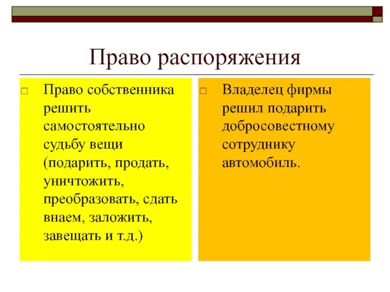 Право распоряжения. Право распоряжения имуществом. Право распоряжаться пример.