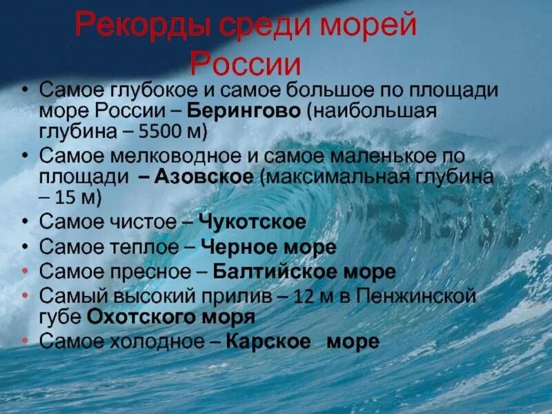 Перечислите моря и океаны