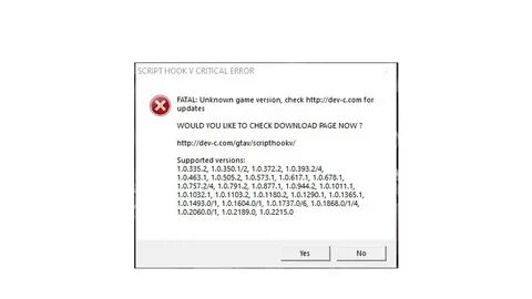 Unknown game version gta 5 script hook