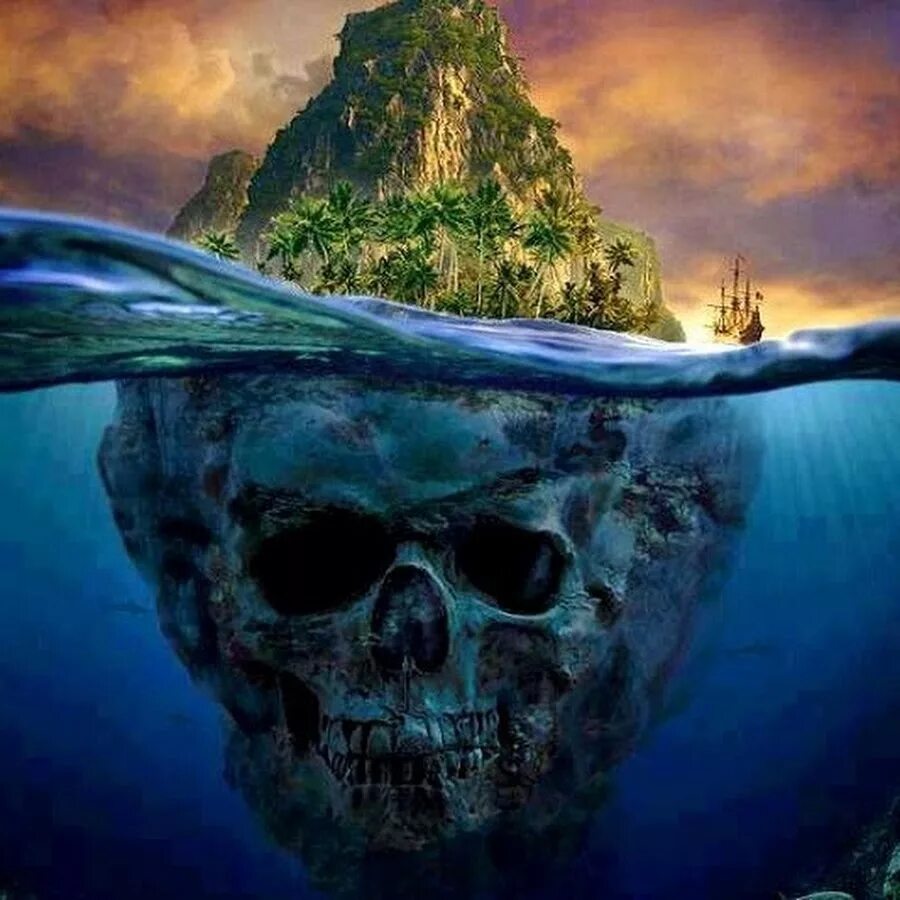 Cursed sea wiki. Остров черепа в реальной жизни. Загадочный остров. Череп под водой. Страшный остров.