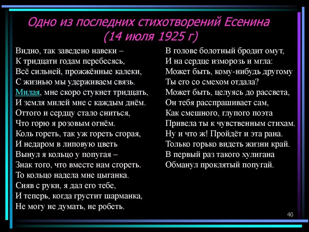 Последний стих текст. Видно так заведено навеки стих. Видно так заведено навеки Есенин. Видно так заведено навеки к тридцати годам. Стихотворение видно так завидно на веки.