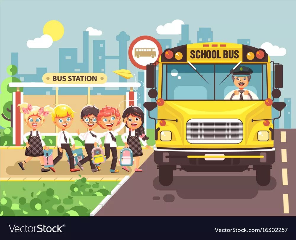They go to work by bus. Нарисовать школьный автобус. Картинка i go to School. Школьный автобус на остановку у школы рисунки. Go to School рисунок.