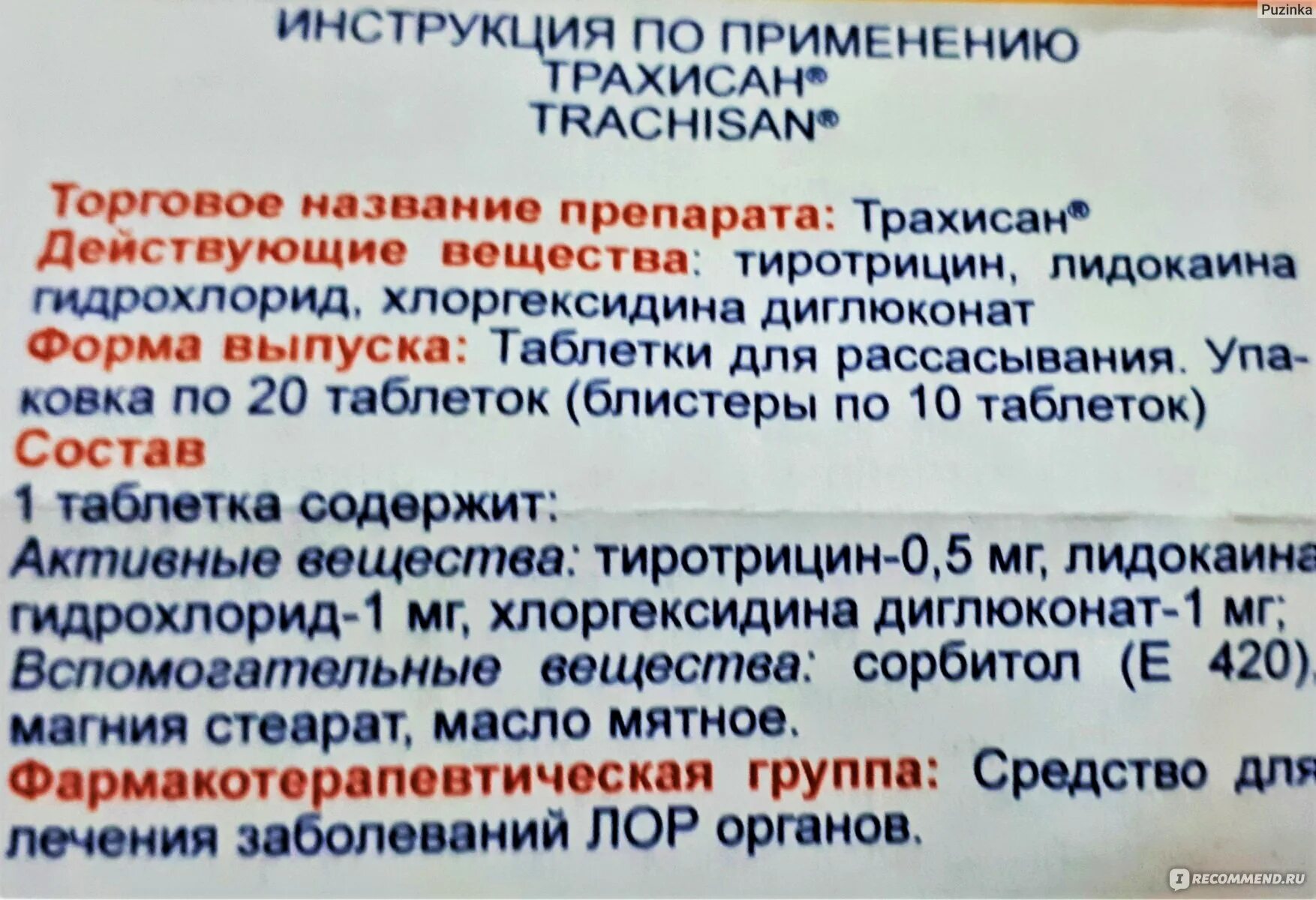 Трахисан инструкция