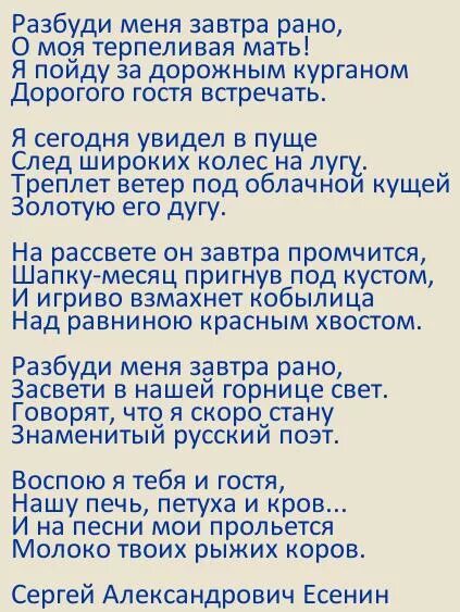 Стихотворение Есенина Разбуди меня завтра рано. Есенин Разбуди меня завтра рано текст. Стихотворение Разбуди меня завтра рано Есенин. Стихотворение Сергея Есенина Разбуди меня завтра рано. Разбуди меня завтра рано слушать