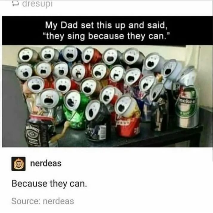 Because they saw it. They Sing because they can. Because we can. Папа гений. Because i can meme.