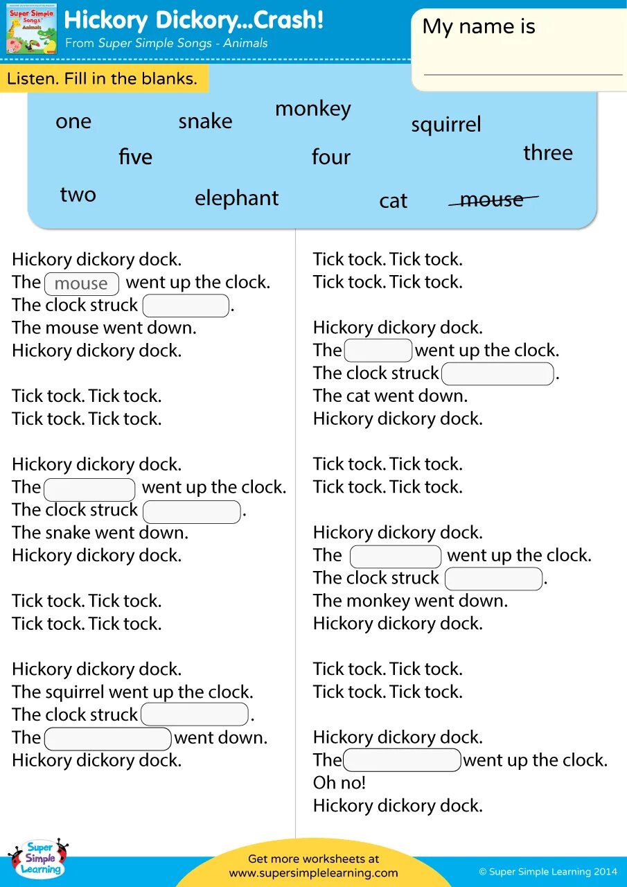 Fill in crash. Hickory dickory dock super simple songs. hickory dickory...crash!. hickory dickory dock super simple songs слова. hickory dickory dock worksheets.