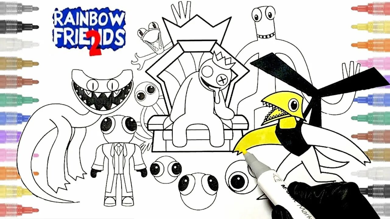 Раскраска all Rainbow friends. Rainbow friends Chapter 2 New Coloring Pages / Color all New Monsters Rainbow friends 2. Радужные друзья 2 раскраска. Colouring Cyborg Rainbow friends | Rainbow friends New colouring Pages. Friends chapter 2