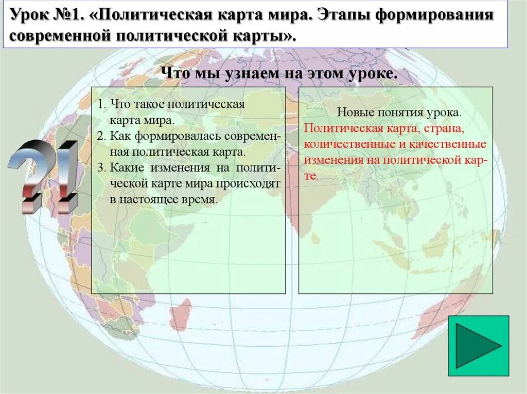 Количественные изменения на политической. Этапы формирования политической карты.