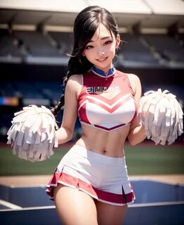 General 1152x1408 AI art Asian cheerleaders women portrait display smiling ...