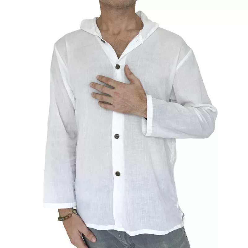 Белая рубашка с капюшоном мужская. Мужская туника с длинным рукавом. Рубашка с капюшоном мужская летняя. Летняя мужская рубашка с длинным рукавом и капюшоном.