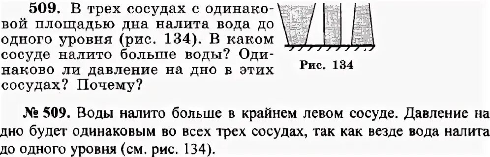 В три сосуда налита одинаковая жидкость