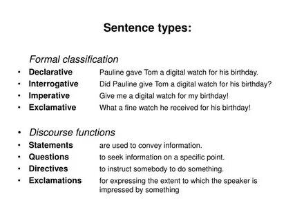 Types of sentences in english