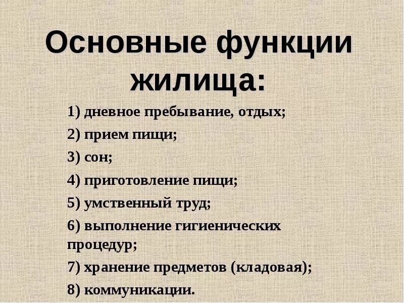 Функции жилища. Функции жилища. В следствии развития. Перечислите основные функции жилища. Основные функции жилища.