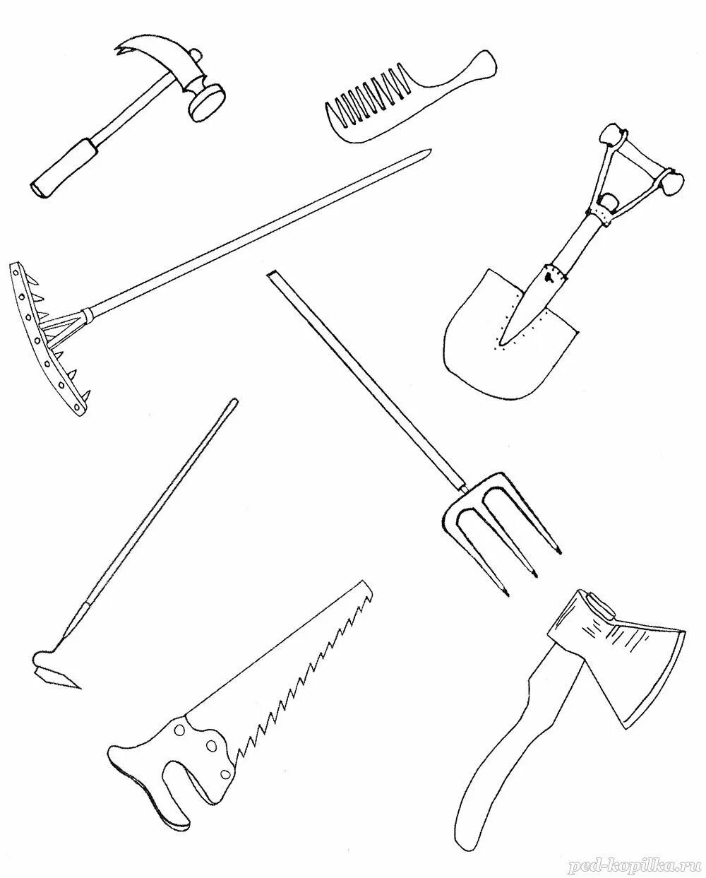 Садовые инструменты задания для дошкольников. Строительные инструменты задания для дошкольников. Орудия труда задания для дошкольников. Орудия труда для дошкольников. Coloring tools