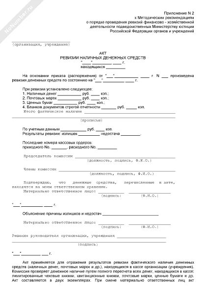 Ревизия пример